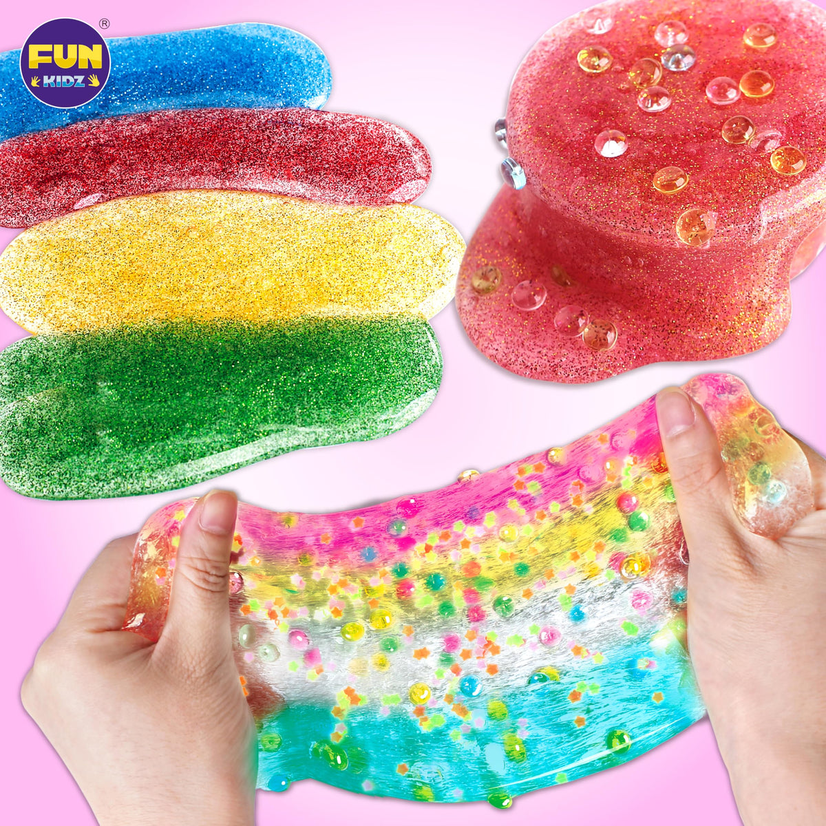 FUN KIDZ premade slime jar for instant, mess-free play right out of the jar.