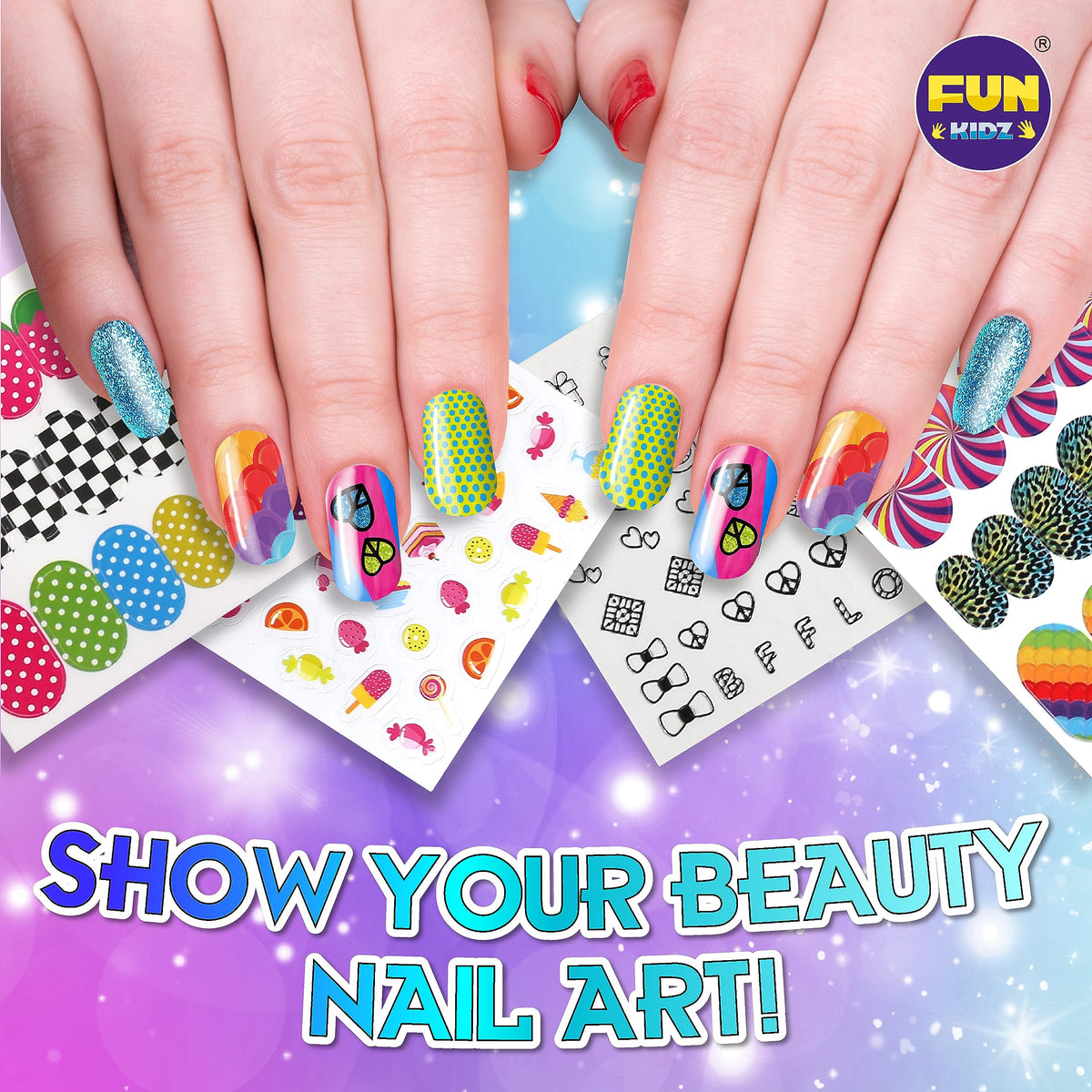 FUN KIDZ kid-friendly, water-based polish for safe play.