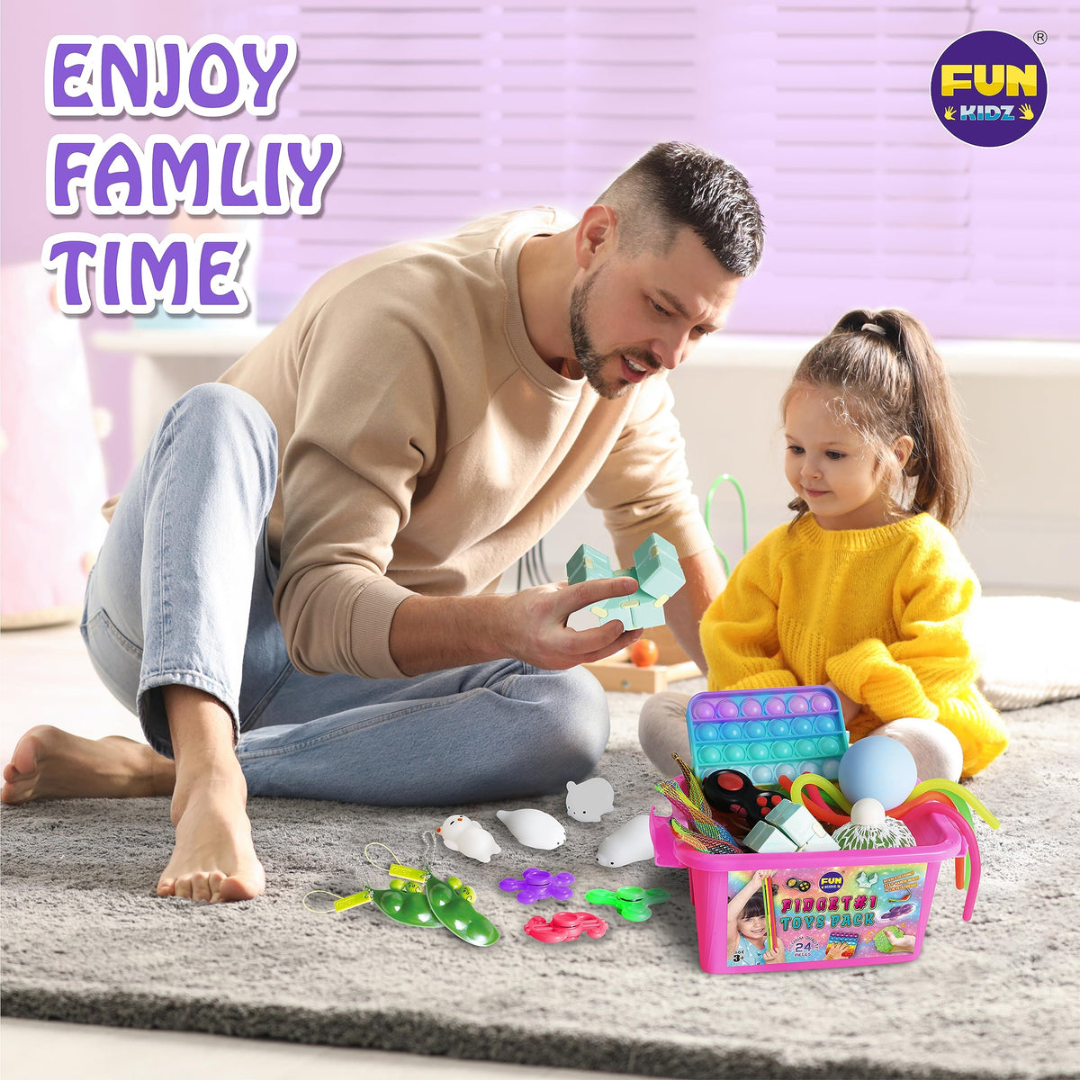 FunKidz sensory rings arranged for tactile stimulation and fine motor play.
