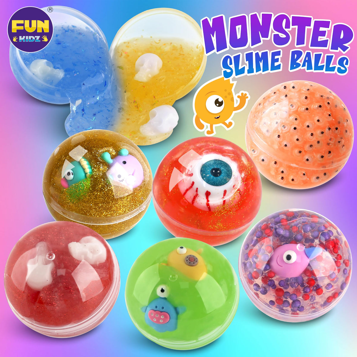 FUN KIDZ slime balls storage containers showing organized, reusable packaging to keep slime fresh between sessions.