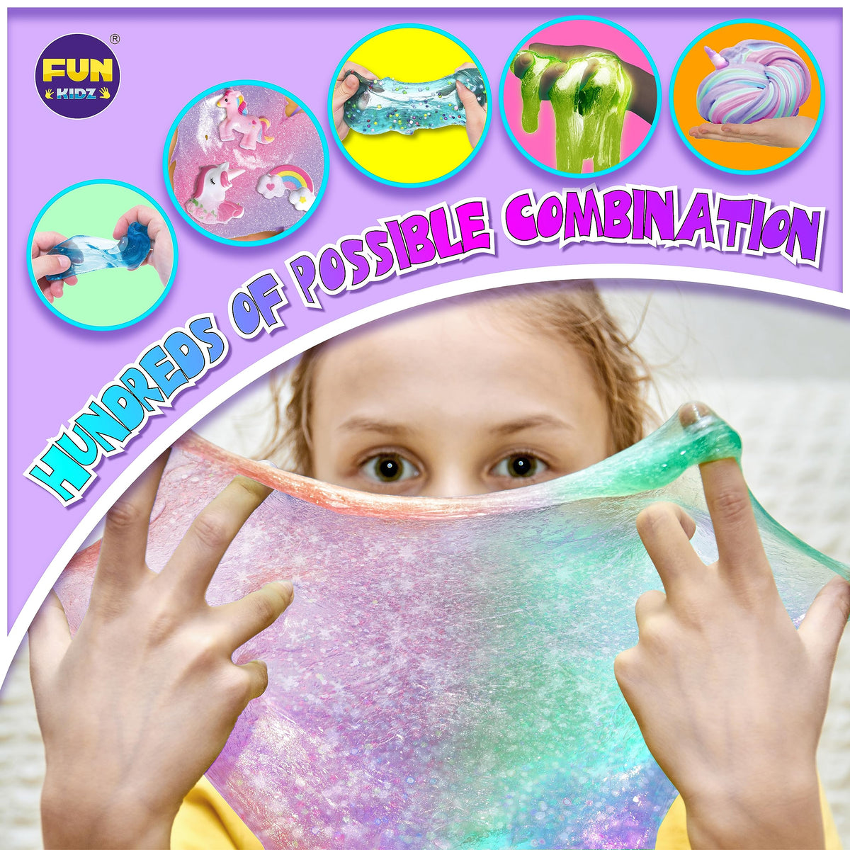FUN KIDZ unicorn slime charms add playful accents for creative scenes.