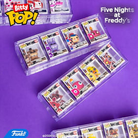 Funko Bitty Pop! acrylic display case holds four figures in a neat setup.