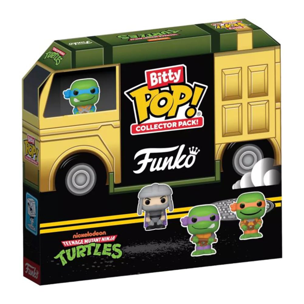 Funko Bitty Pop TMNT 12pc collection on display shelf