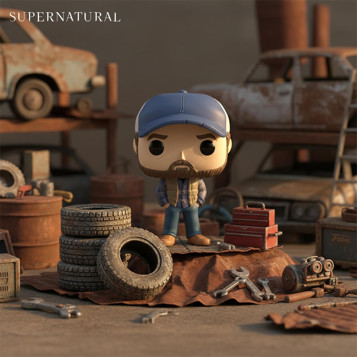 Funko Bobby Singer figure ready to brighten your desk.