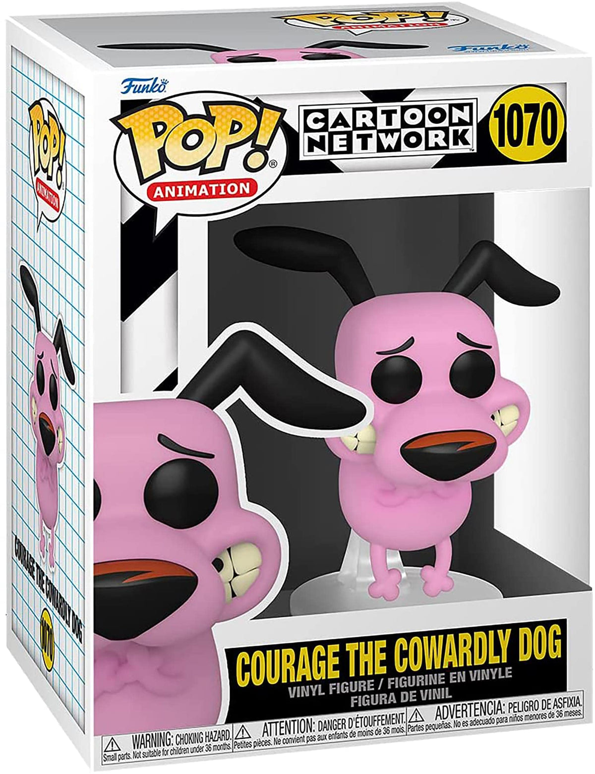 Funko Courage the Cowardly Dog pop side-pose image, ideal for bookshelf display.
