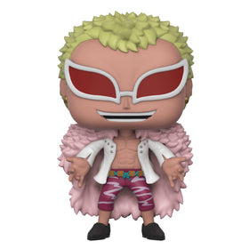 Funko Doflamingo Pop side view ideal for dynamic One Piece displays.