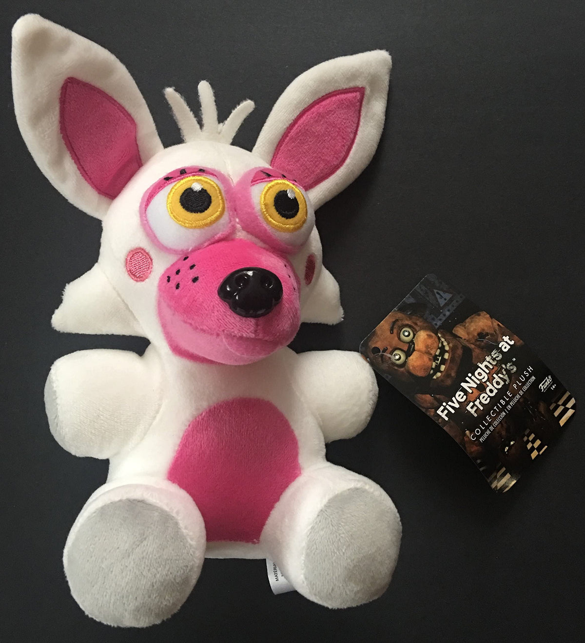 Close-up of Funtime Foxy face plush, detailed eyes for eye-catching display.