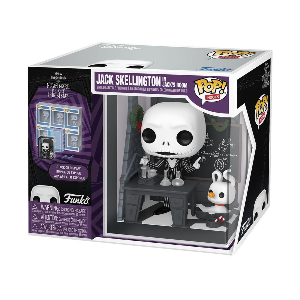 Funko Pop! Nooks Jack Skellington in Jack’s Room figure displayed on a shelf for Disney fans.