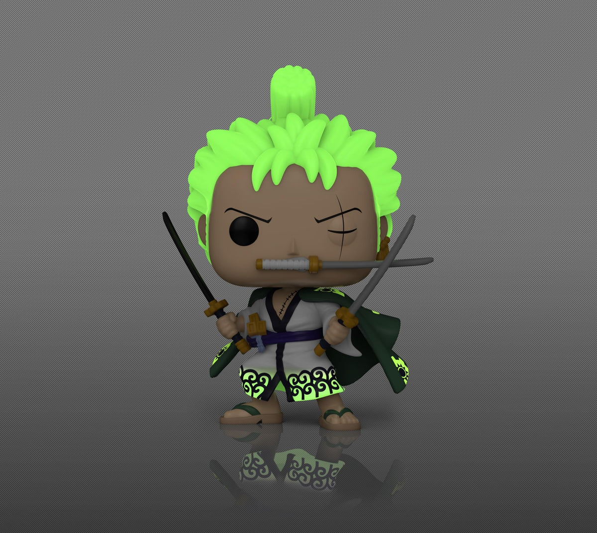 Funko POP! Animation One Piece Zoro is 3.75 inches tall for compact display