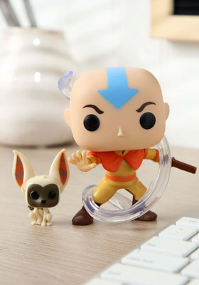 Funko Pop! Avatar Aang with Momo close-up details for collectors.