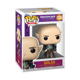 Funko Pop Solas from Dragon Age Veilguard, front view for display and collection.