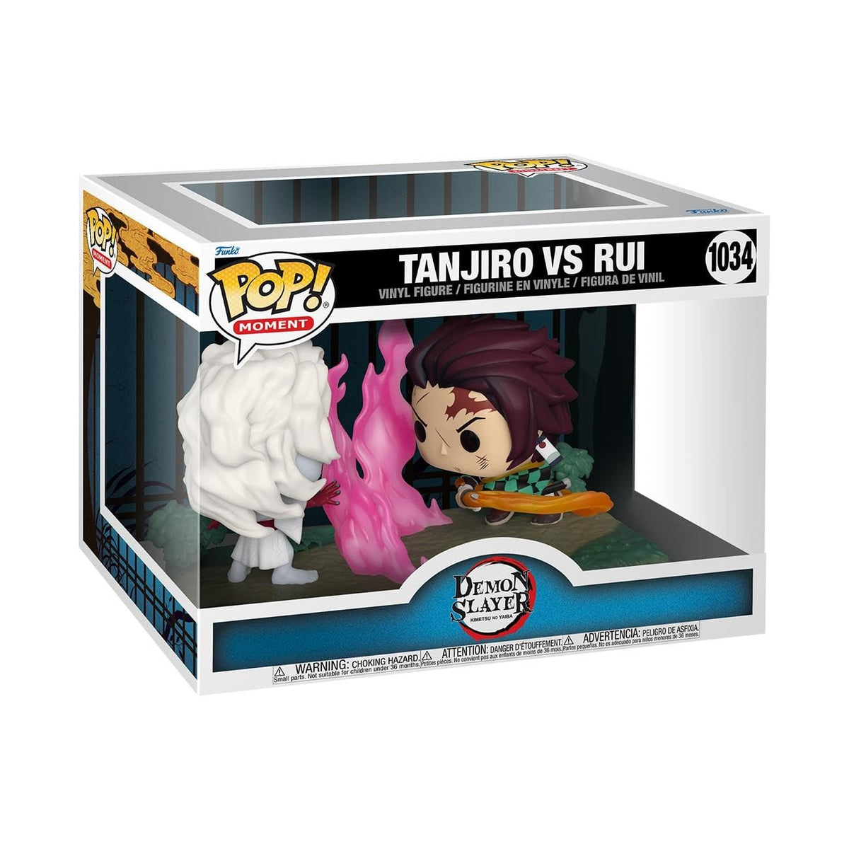 Funko Pop! Moment Tanjiro vs Rui front view, ideal for shelf display