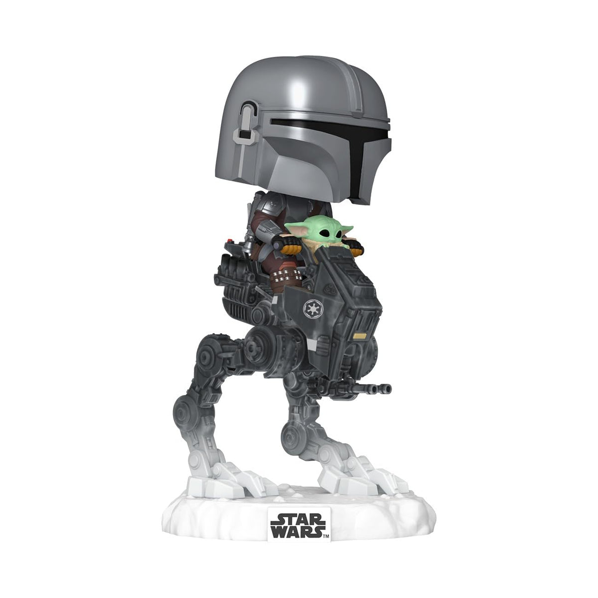 Funko Pop! Rides Deluxe Mandalorian and Grogu AT-RT back view with detailed sculpt.