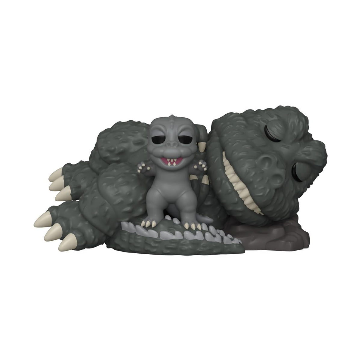 Funko Pop Sleeping Godzilla with Minilla side view ideal for shelving