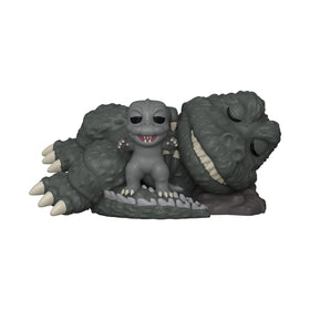 Funko Pop Sleeping Godzilla with Minilla side view ideal for shelving