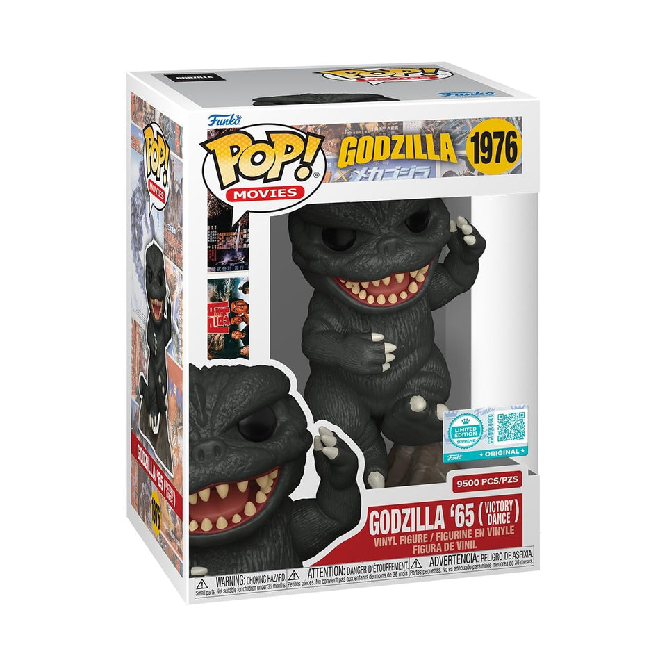 Funko Pop! Supreme Godzilla’65 Victory Dance figure ready for display on a shelf.