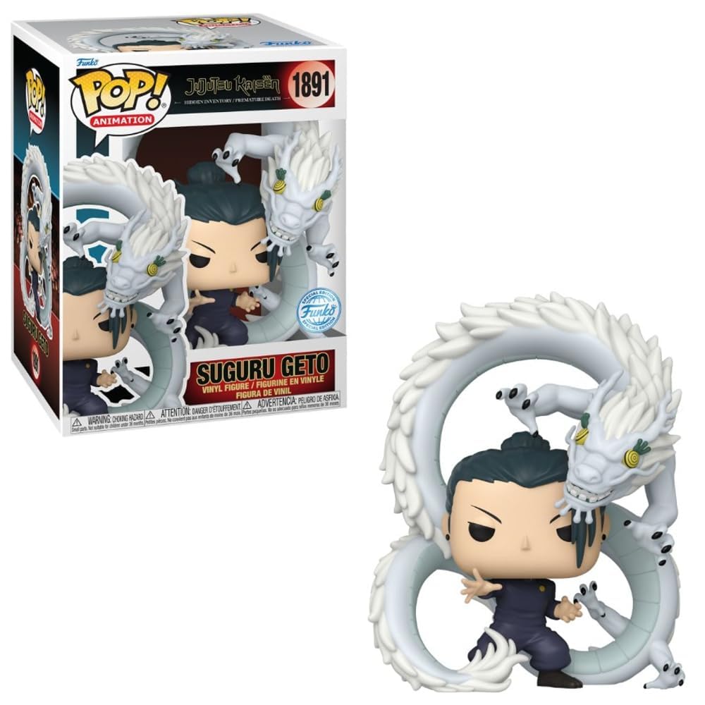 Funko Suguru Geto Pop figure in a display box for stylish shelf display.