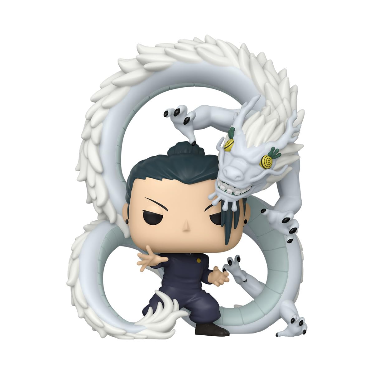 Funko Suguru Geto Pop front view highlights vibrant colors on any desk.
