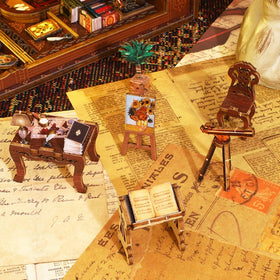 Funle Book Nook Kit detailed shelves with rare books and artifacts for vintage vibes