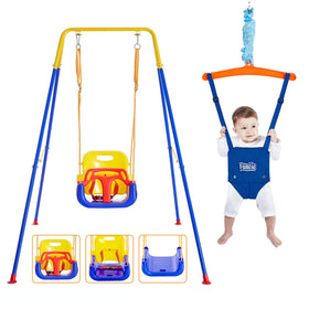 FUNLIO 2-in-1 swing set ready for indoor or outdoor playtime.