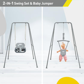 Foldable metal stand by FUNLIO ready for easy storage between uses.