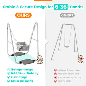 FUNLIO Sandbags keep the swing steady for outdoor use and rough-and-tumble play.