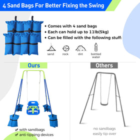 Adjustable 49-inch rope height on the FUNLIO swing for different ages and setups.