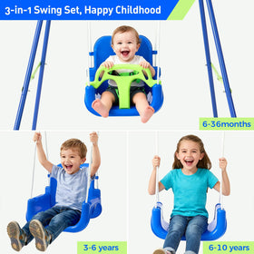 Four sandbags stabilize FUNLIO swing to prevent tipping during active play.
