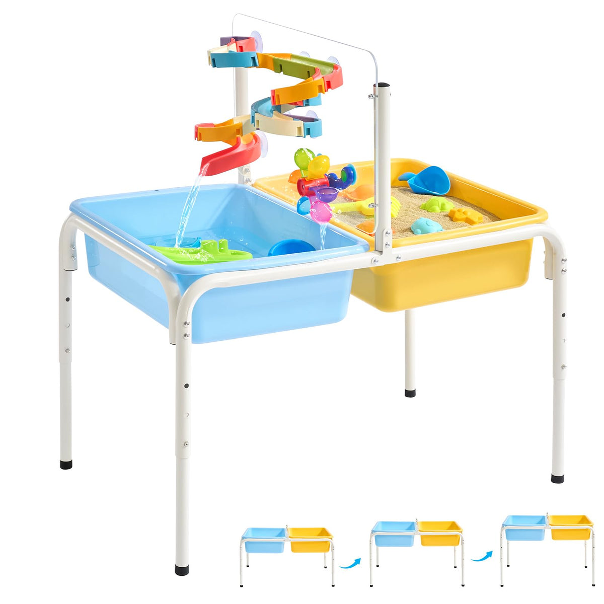 FUNLIO toddler water table with aluminum frame and sand zone for durable outdoor play.