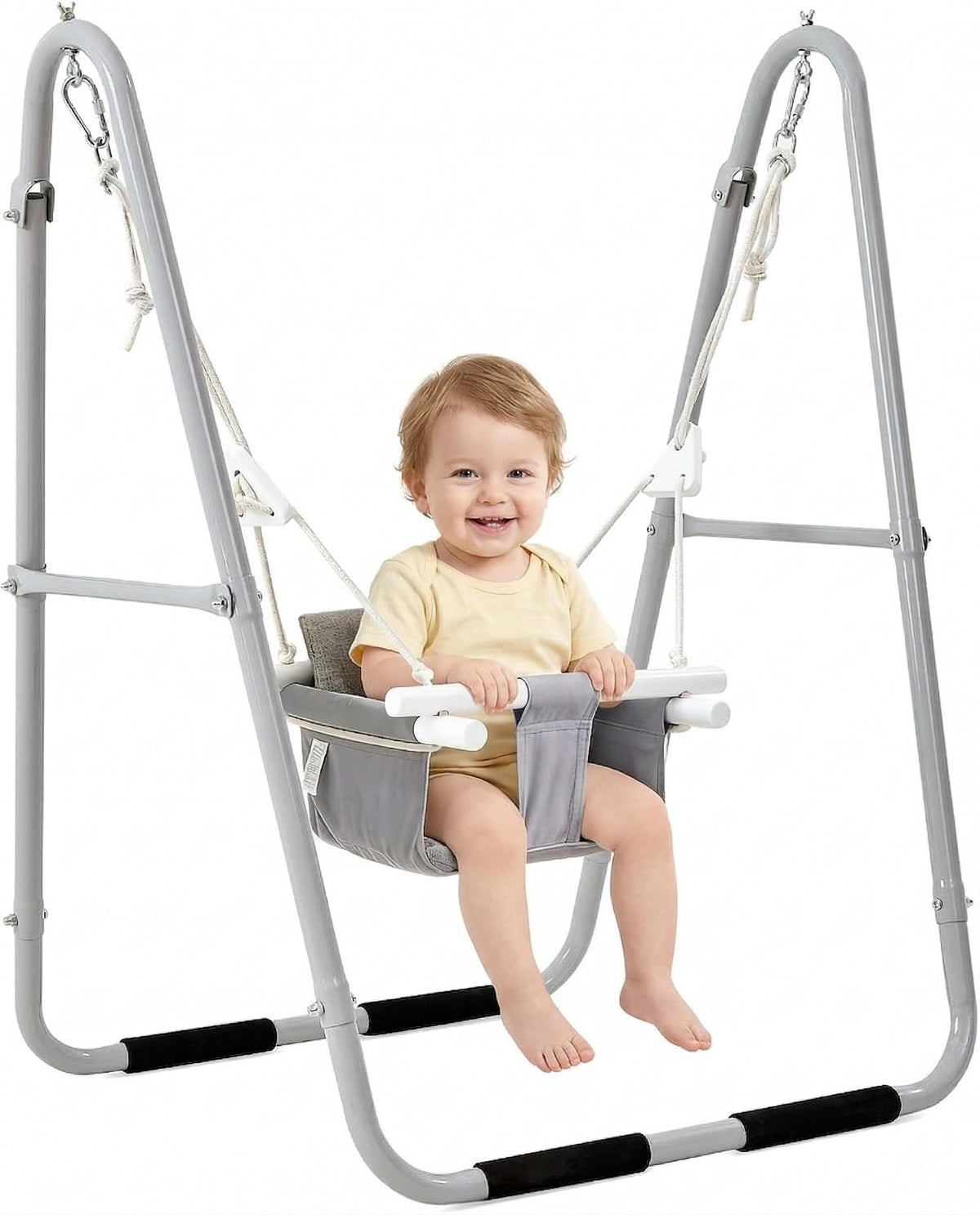 FUNLIO U-Shape Swing Set frame gray ensures stable, safe play for growing toddlers.