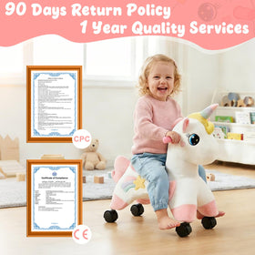 FUNLIO Unicorn Ride On Toy quick-assembly and ready to ride.