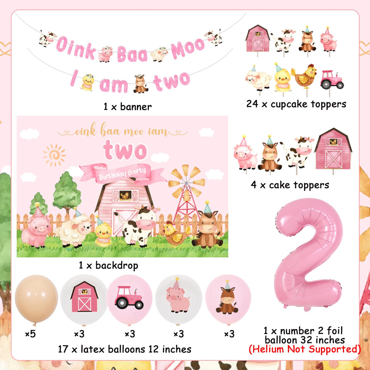 Funmemoir farm animal cake toppers decorate cakes with cute characters
