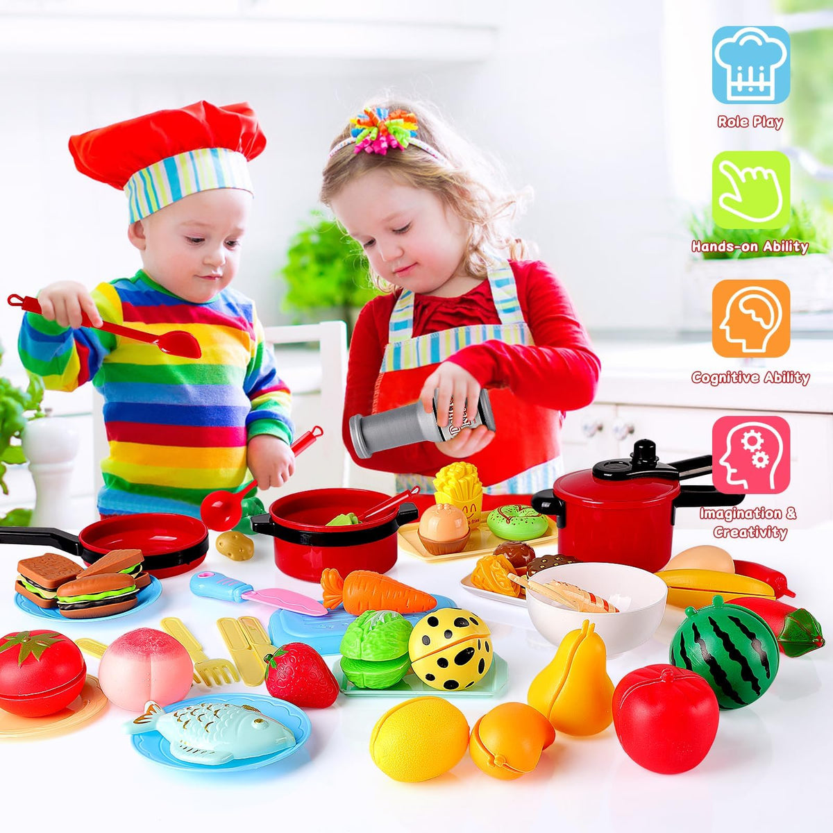 FunMission 134pcs kettle toy for tea time pretend play and coordination.