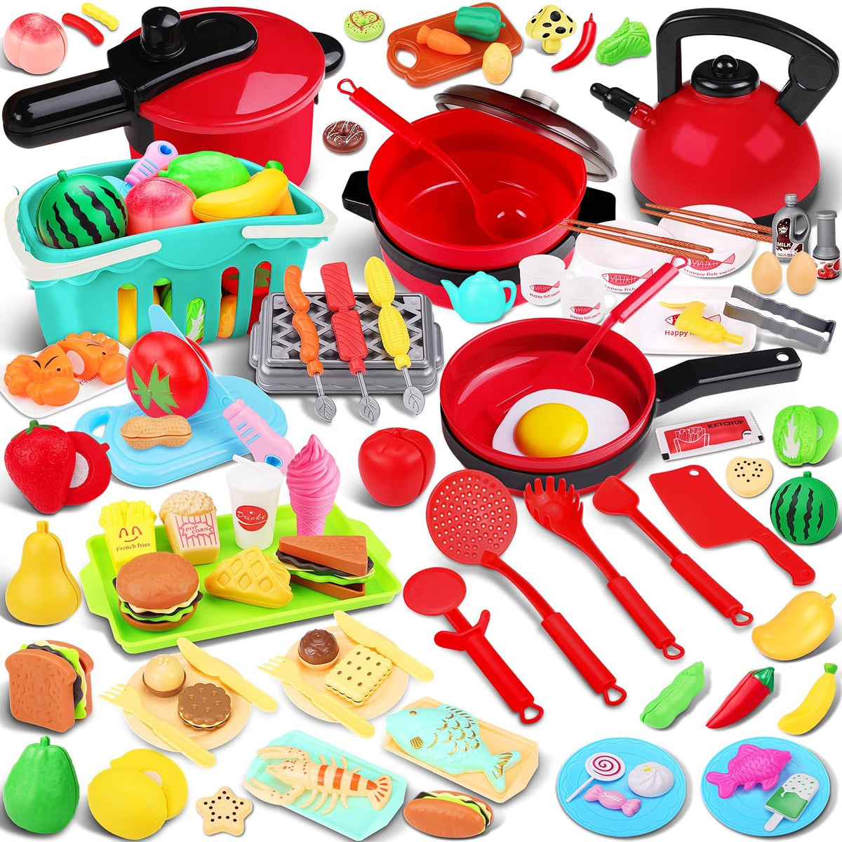 FunMission 134pcs kitchen grill playset for safe pretend cooking adventures.