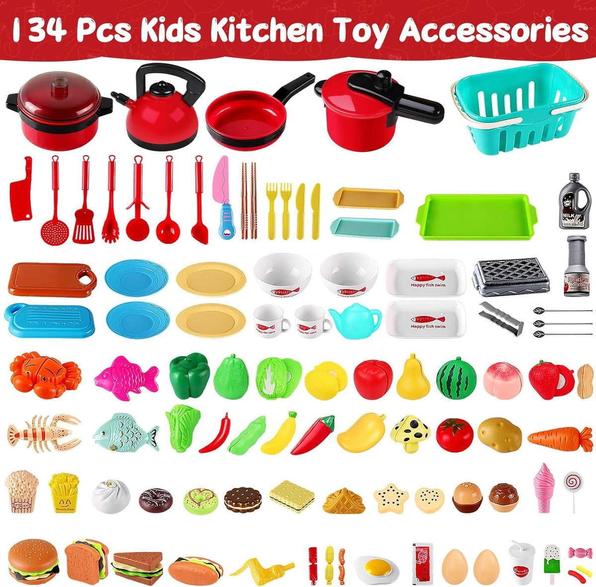 FunMission 134pcs pressure cooker toy for role-play meals and storytelling.