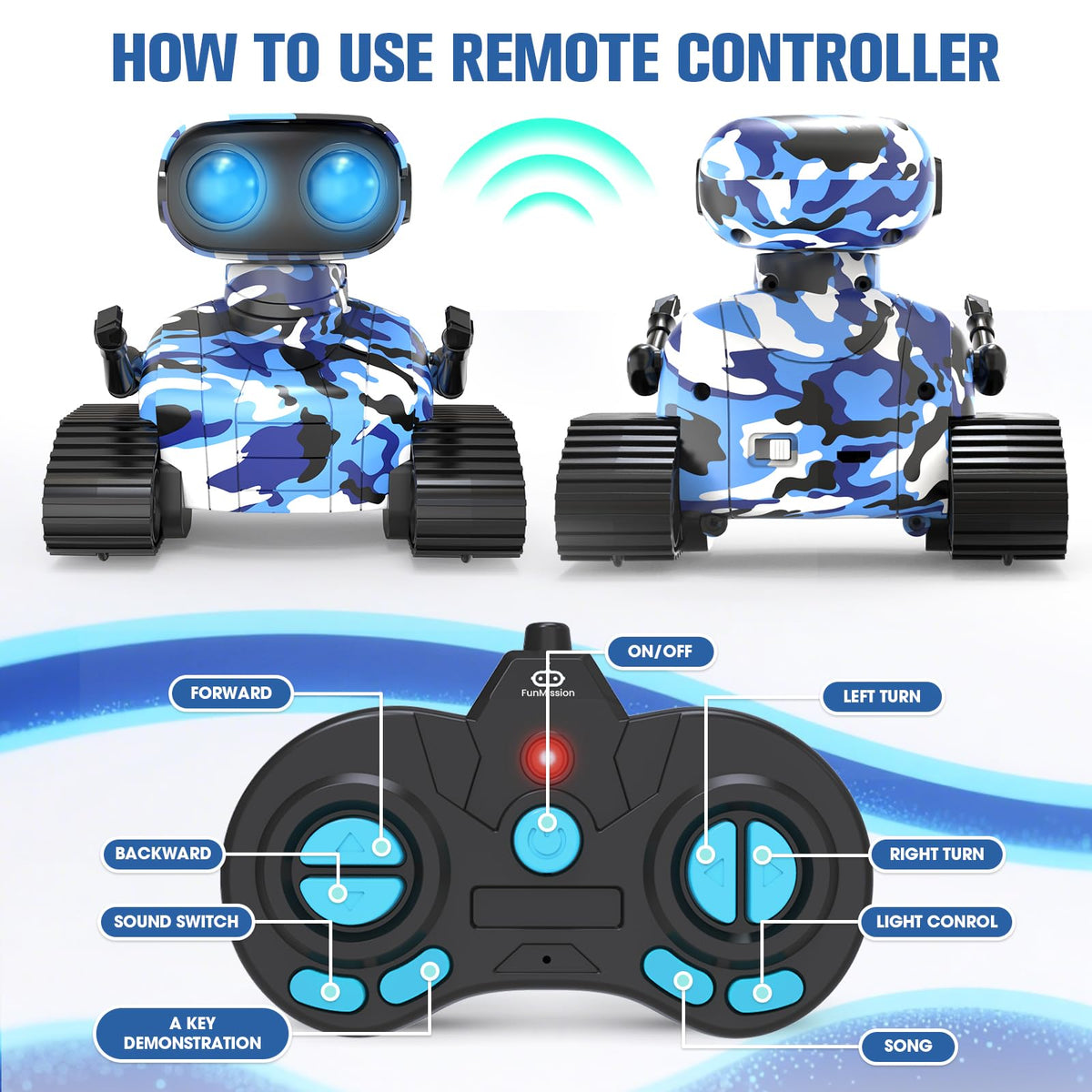FunMission remote control robot toy designed for easy kid steering