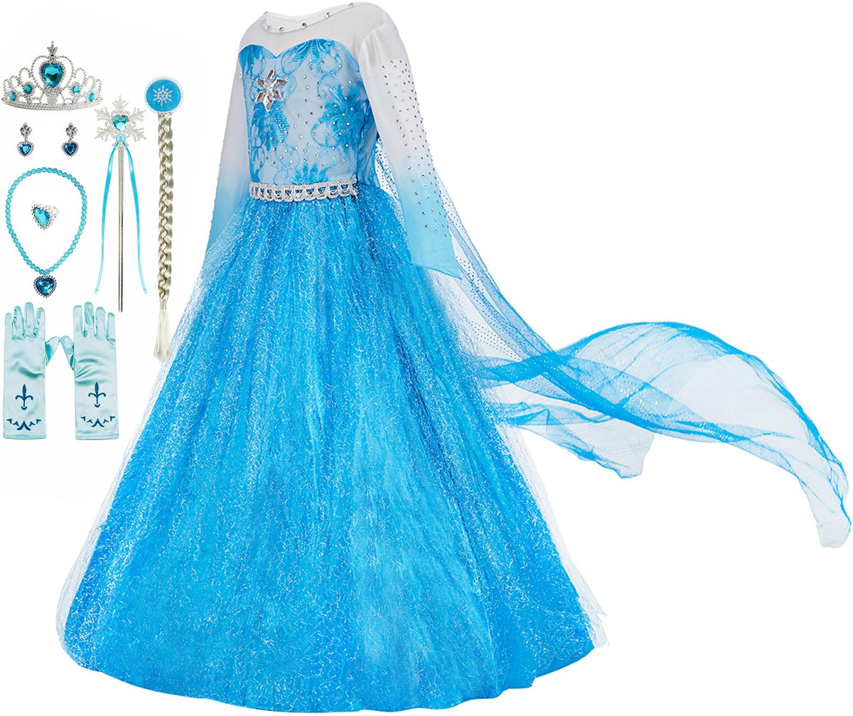 Funna Elsa costume blue dress for imaginative dress-up adventures