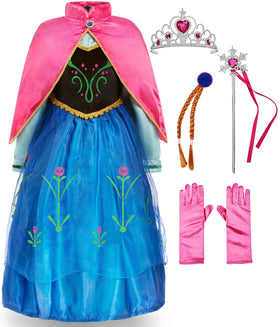 Funna Princess Costume blue wand and crown for imaginative play