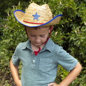 Funny Party Hats straw hat shows black adjustable chinstrap for secure wear