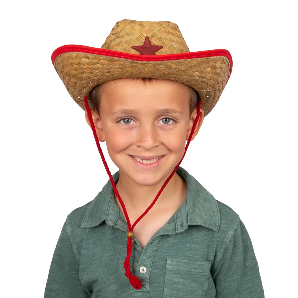 Funny Party Hats blue-star straw hat adds festive flair for family western events