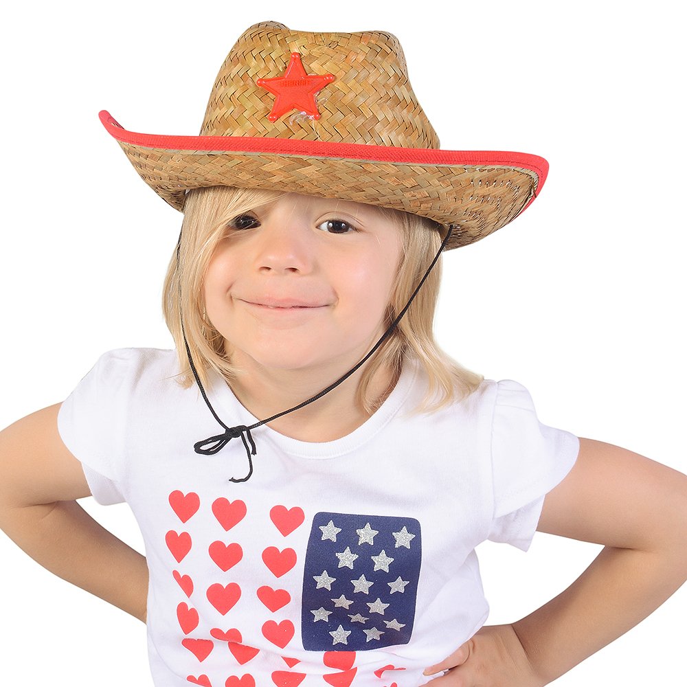 Funny Party Hats medium-size straw cowboy hat with 7-inch inner diameter for kids