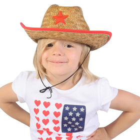 Funny Party Hats medium-size straw cowboy hat with 7-inch inner diameter for kids