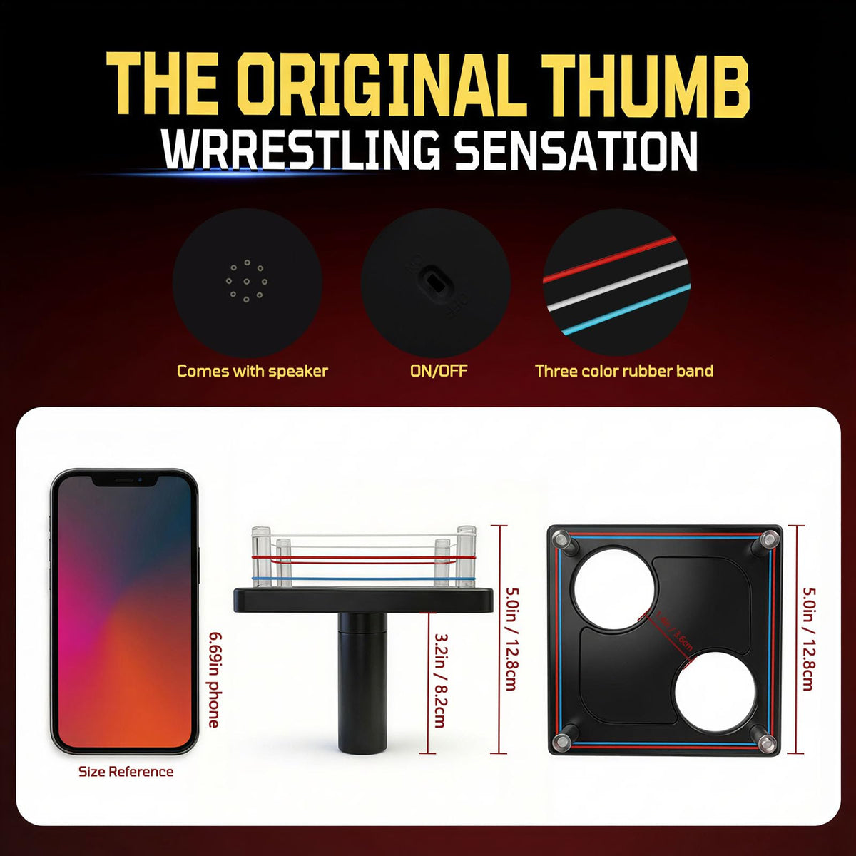 Funny Santa thumb wrestling ring lights add visual excitement during matches.