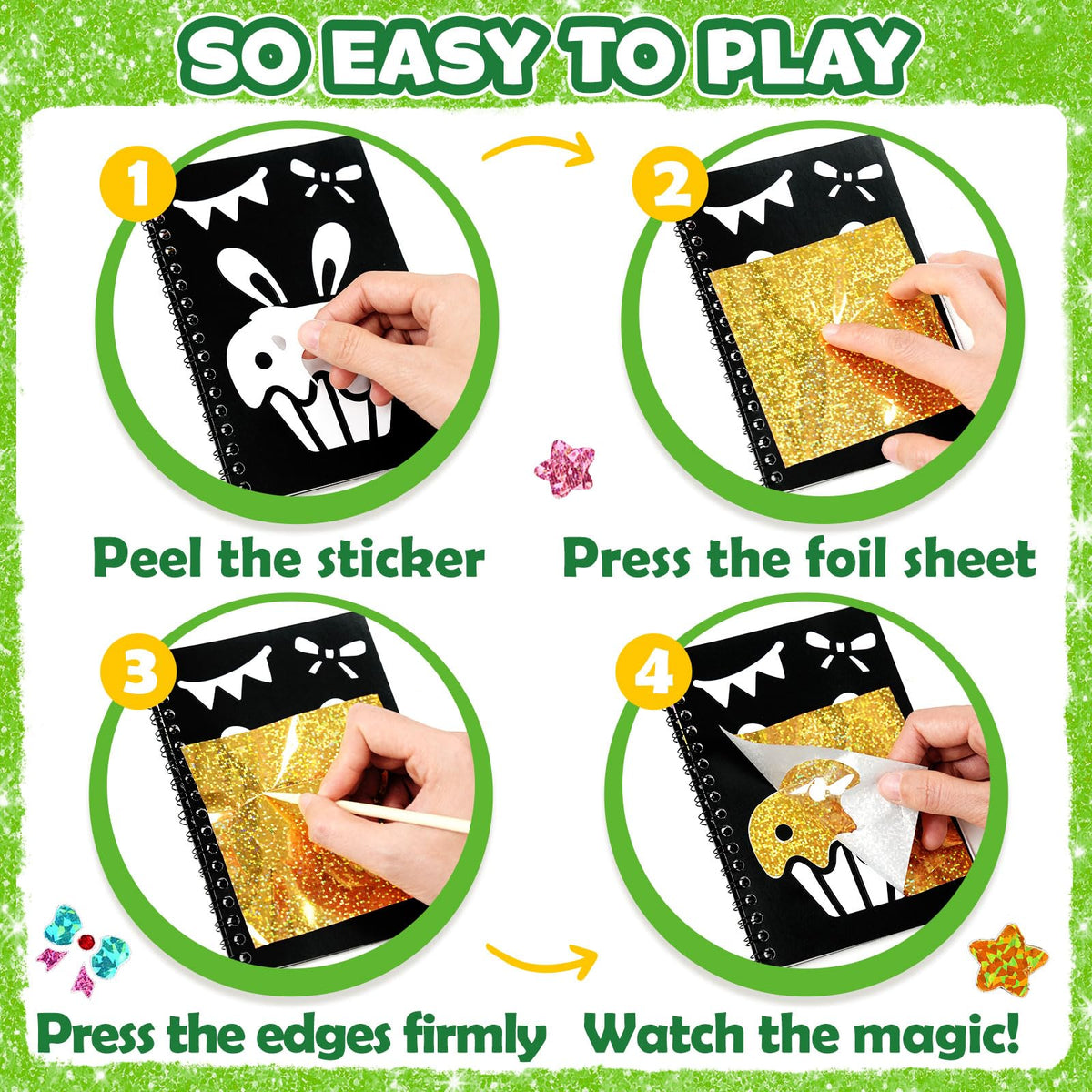 FunnyB&G Easter foil art stickers add sparkle to quick, mess-free crafts