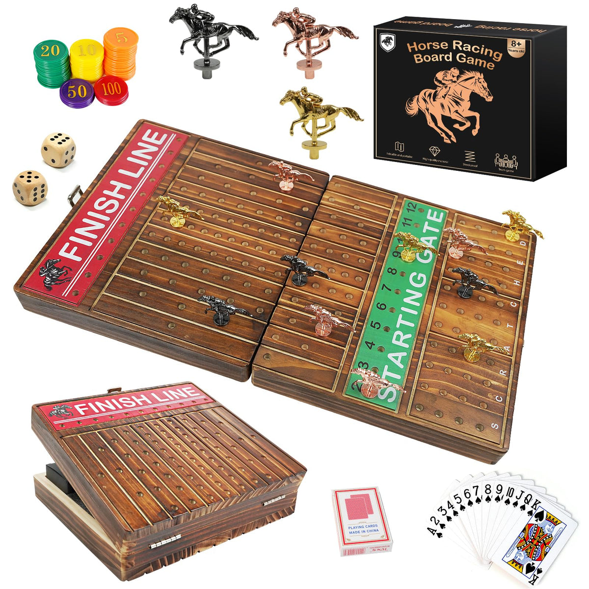 Funnyb&G 21-inch folding horse race board in action for portable family fun.