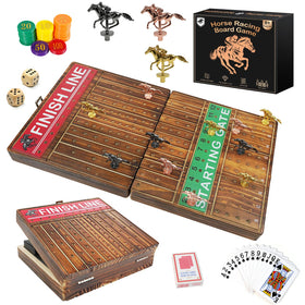 Funnyb&G 21-inch folding horse race board in action for portable family fun.