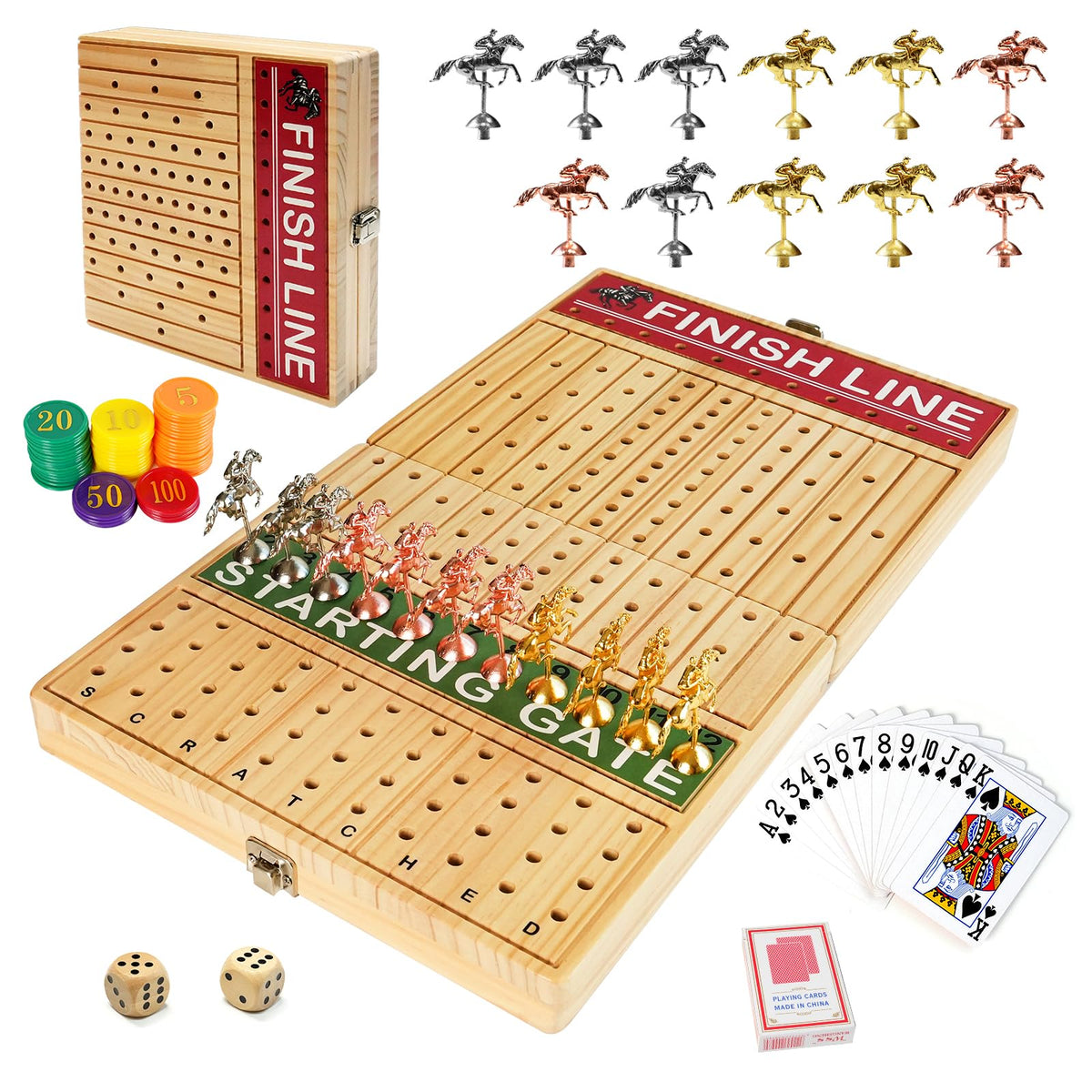 FUNNYB&G Horse Race Board folded compact, ideal for portable family game nights.