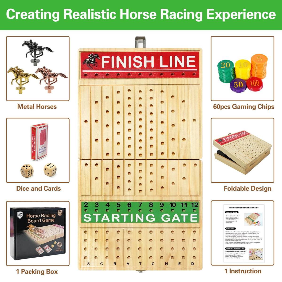FUNNYB&G Horse Race Board open layout ready for lively tabletop fun.