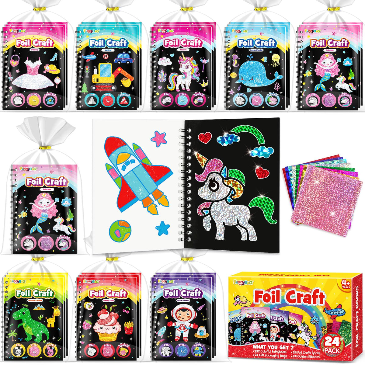 FUNNYB&G unicorn foil art kit for kids sparks imagination with glittery, mess-free crafting.