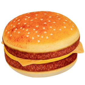 FunnyKitten Hamburger Pillow front view with realistic 3D design for cozy lounging.
